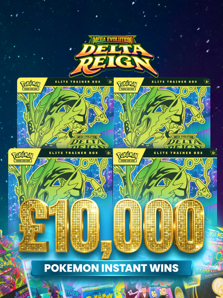 5p Tickets! Pokémon DELTA REIGN 4X Elite Trainer Boxes! £10,000 Pokémon Prizes