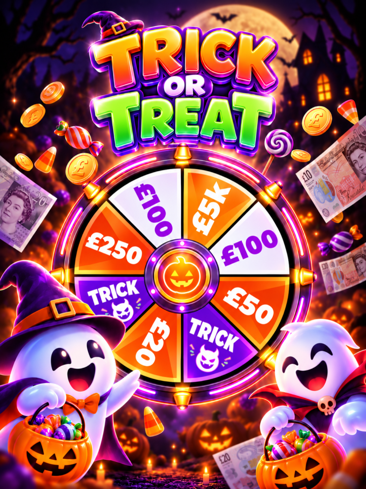 £50,000 TRICK OR TREAT! Spin for the £5,000 treat!